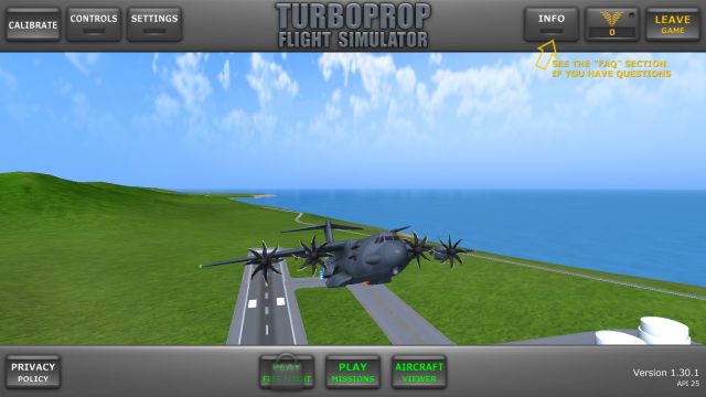Turboprop Flight Simulatorのゲームプレイ画面