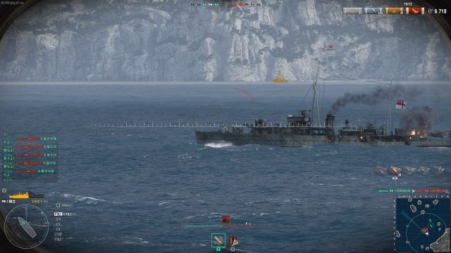 World of WarshipsのPC版プレイ画面